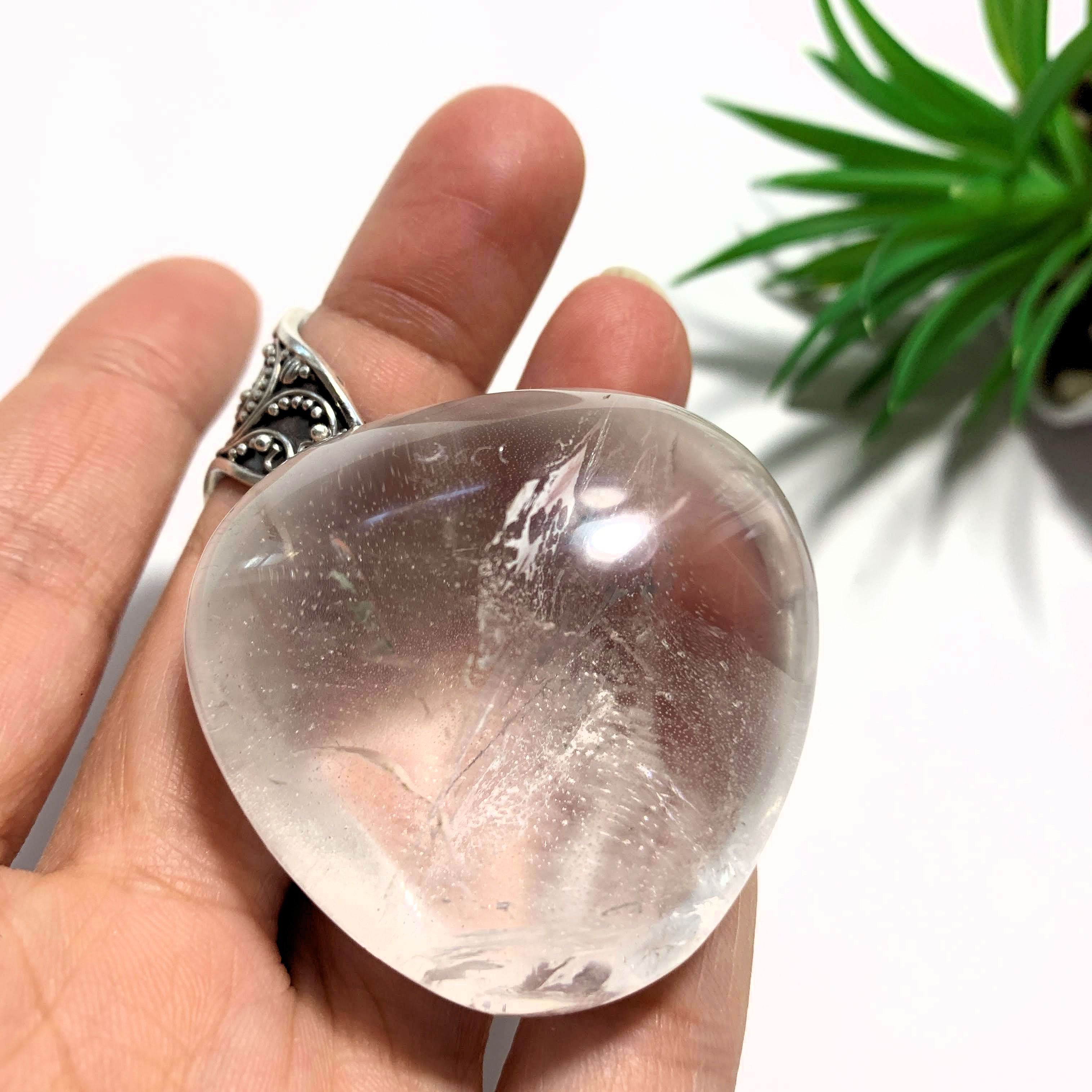 Optical Clear Quartz Polished Palm Stone From Madagascar