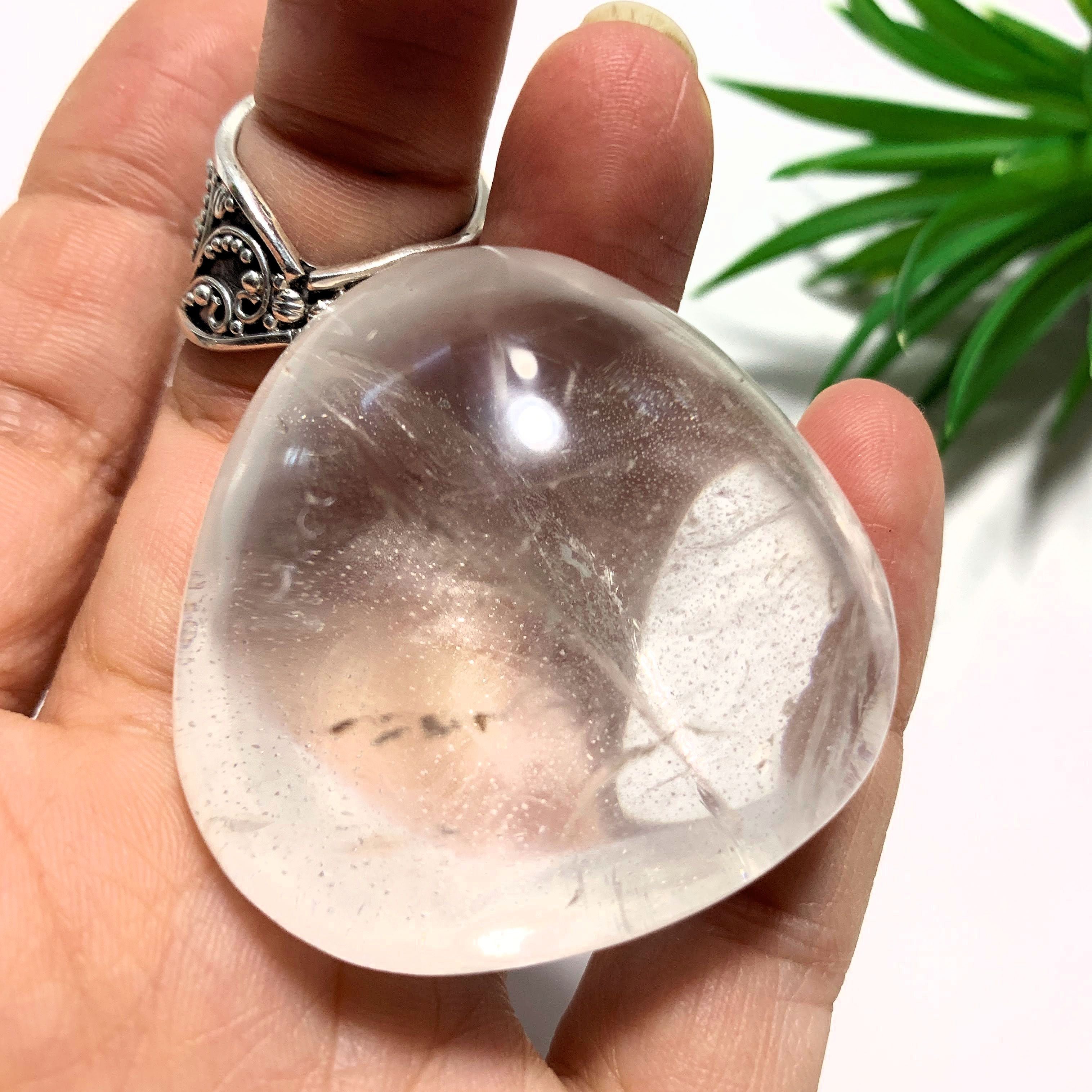 Optical Clear Quartz Polished Palm Stone From Madagascar