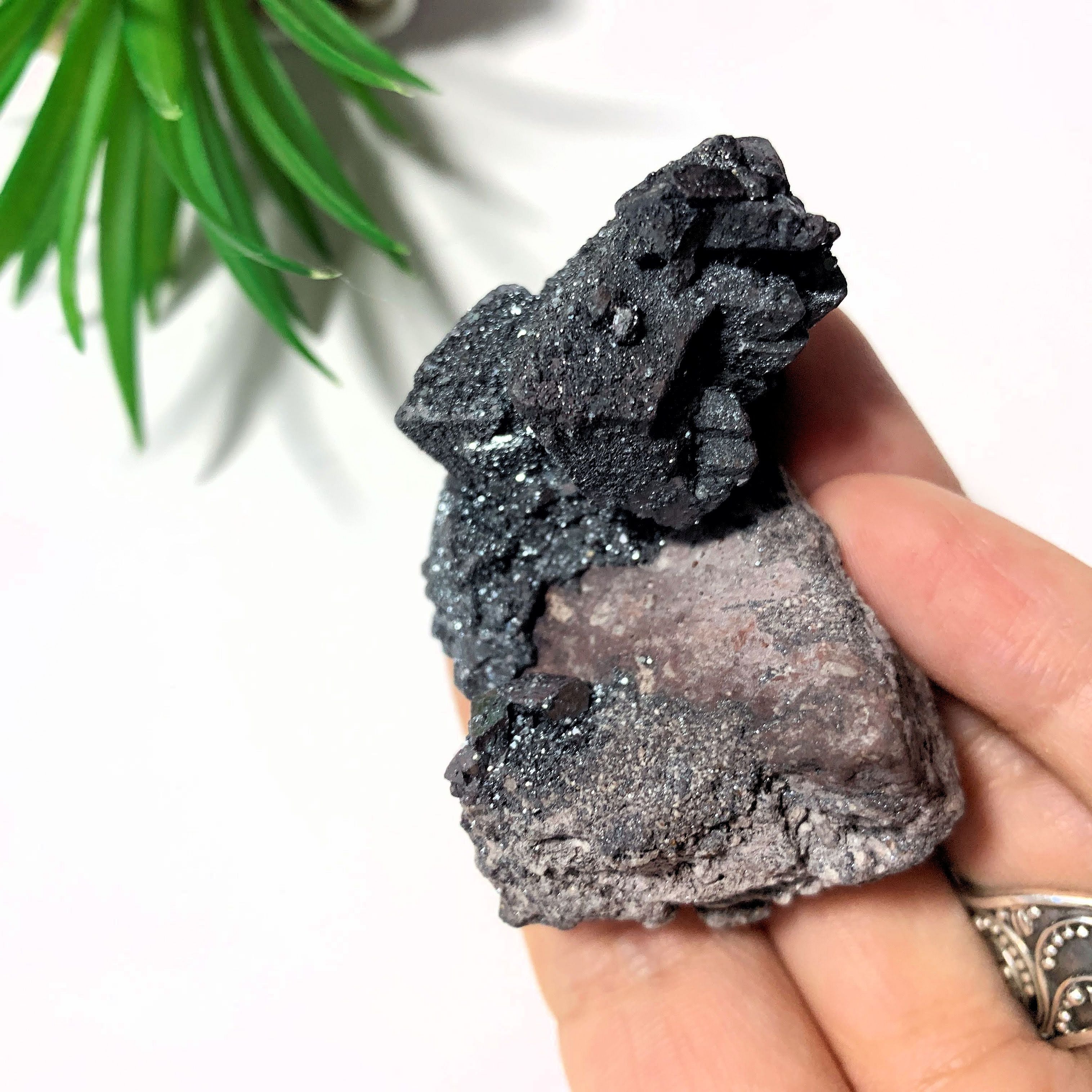 Rare Pseudomorph Formation~ Glimmering Magnetite Specimen (Formed After Hematite) On Matrix