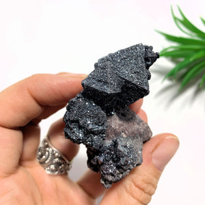 Rare Pseudomorph Formation~ Glimmering Magnetite Specimen (Formed After Hematite) On Matrix