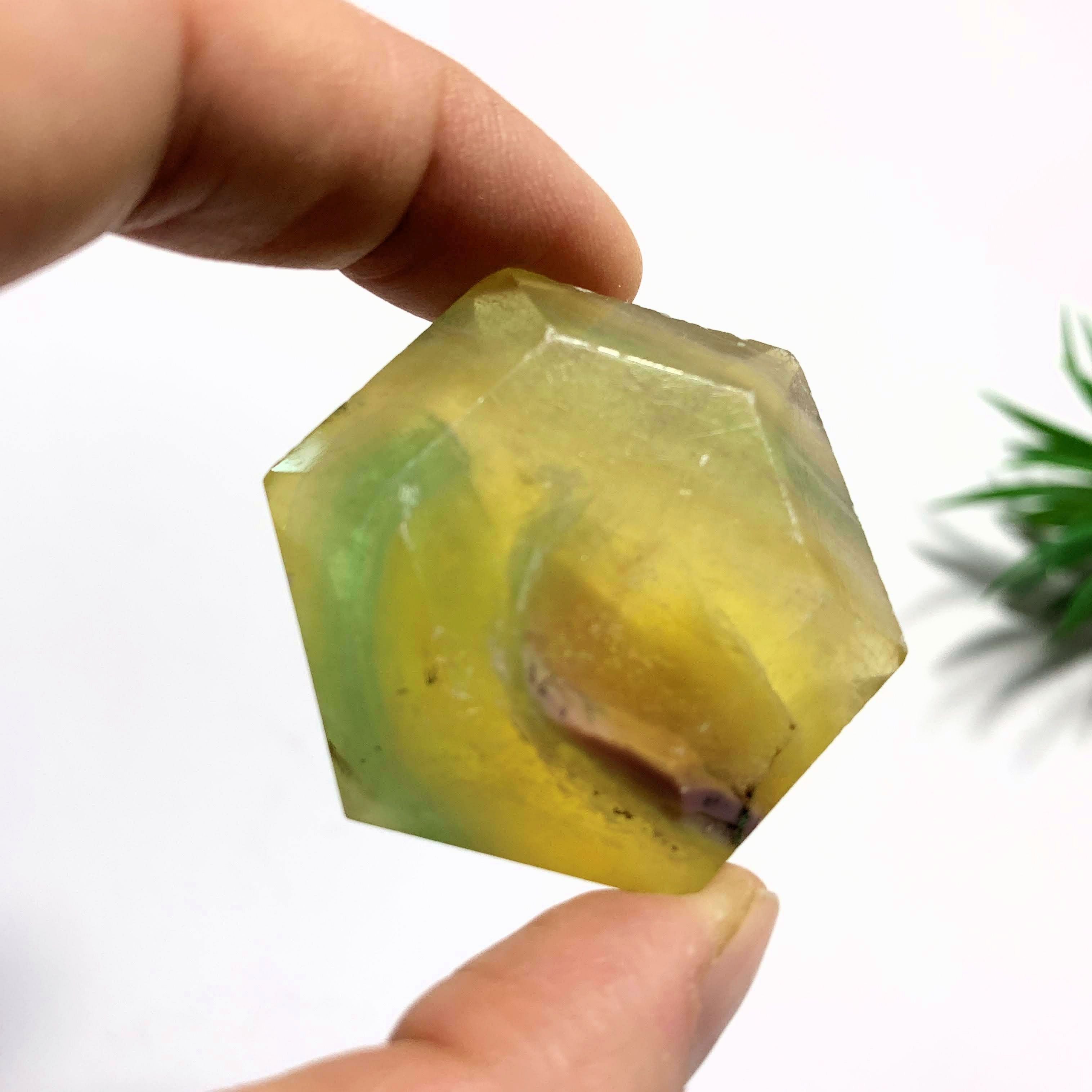 Vibrant Golden & Green Fluorite Carving