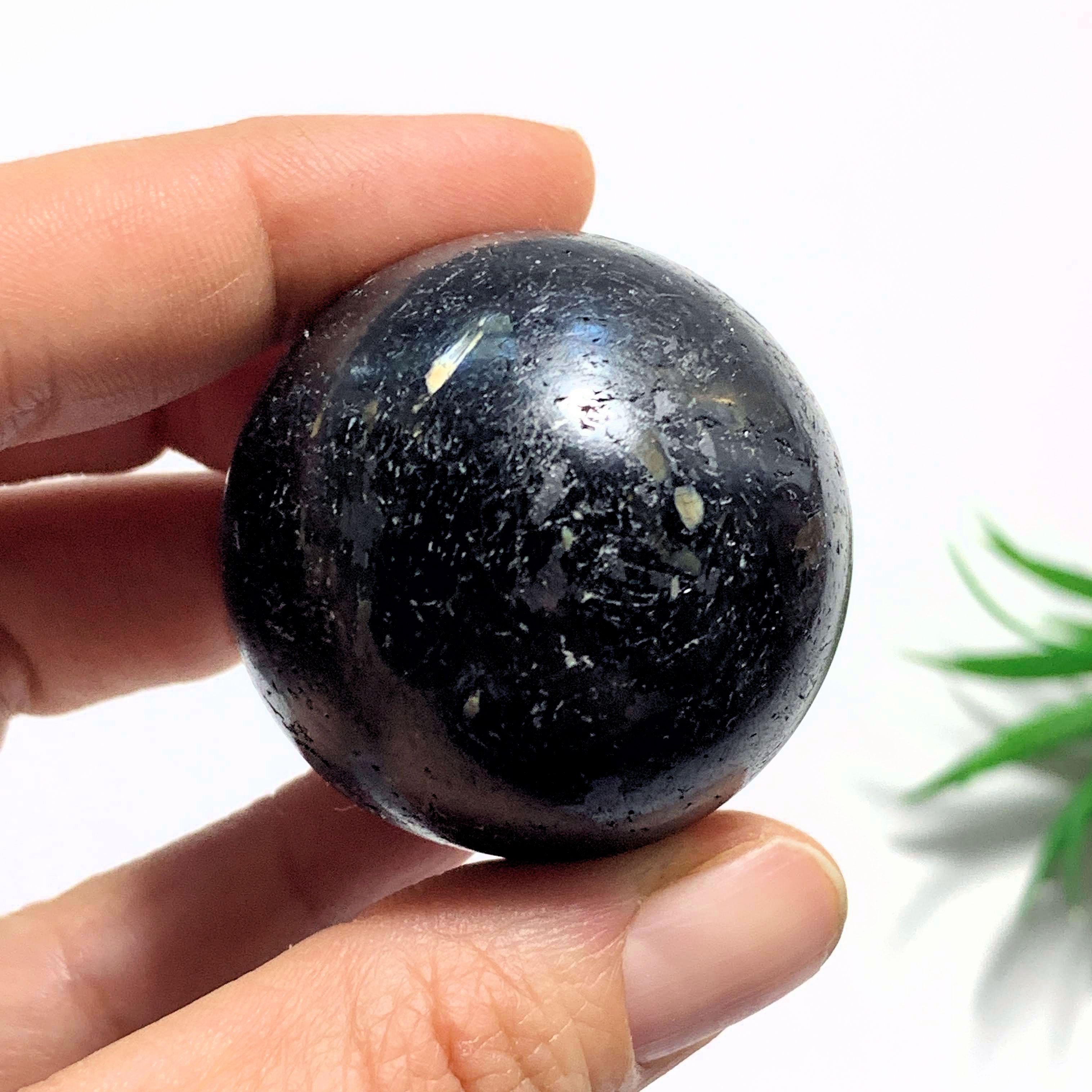 Rare Genuine Greenland Nuummite Sphere Carving