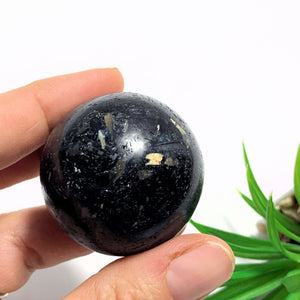 Rare Genuine Greenland Nuummite Sphere Carving