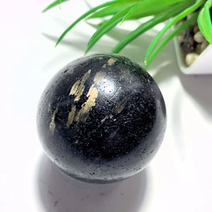 Rare Genuine Greenland Nuummite Sphere Carving