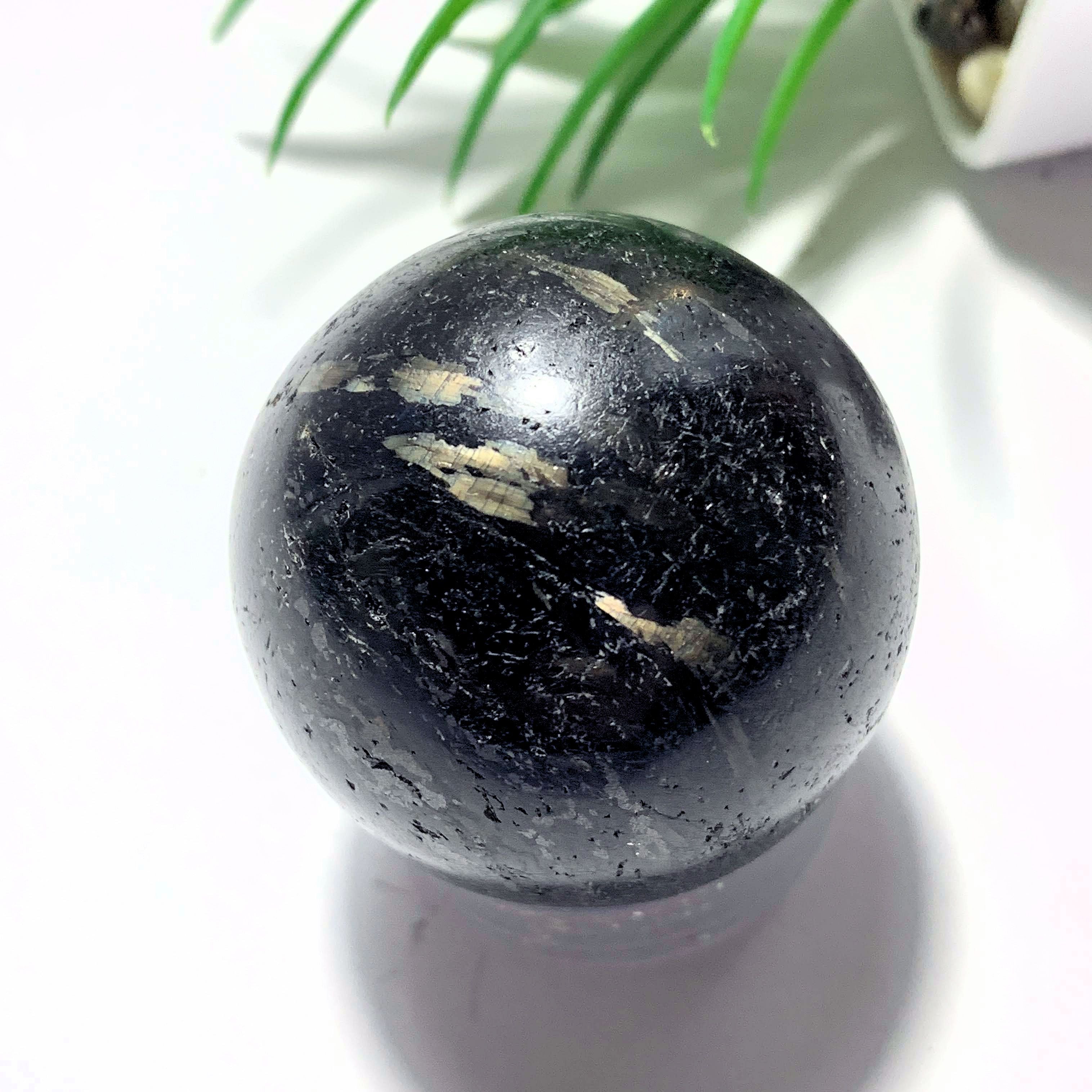 Rare Genuine Greenland Nuummite Sphere Carving