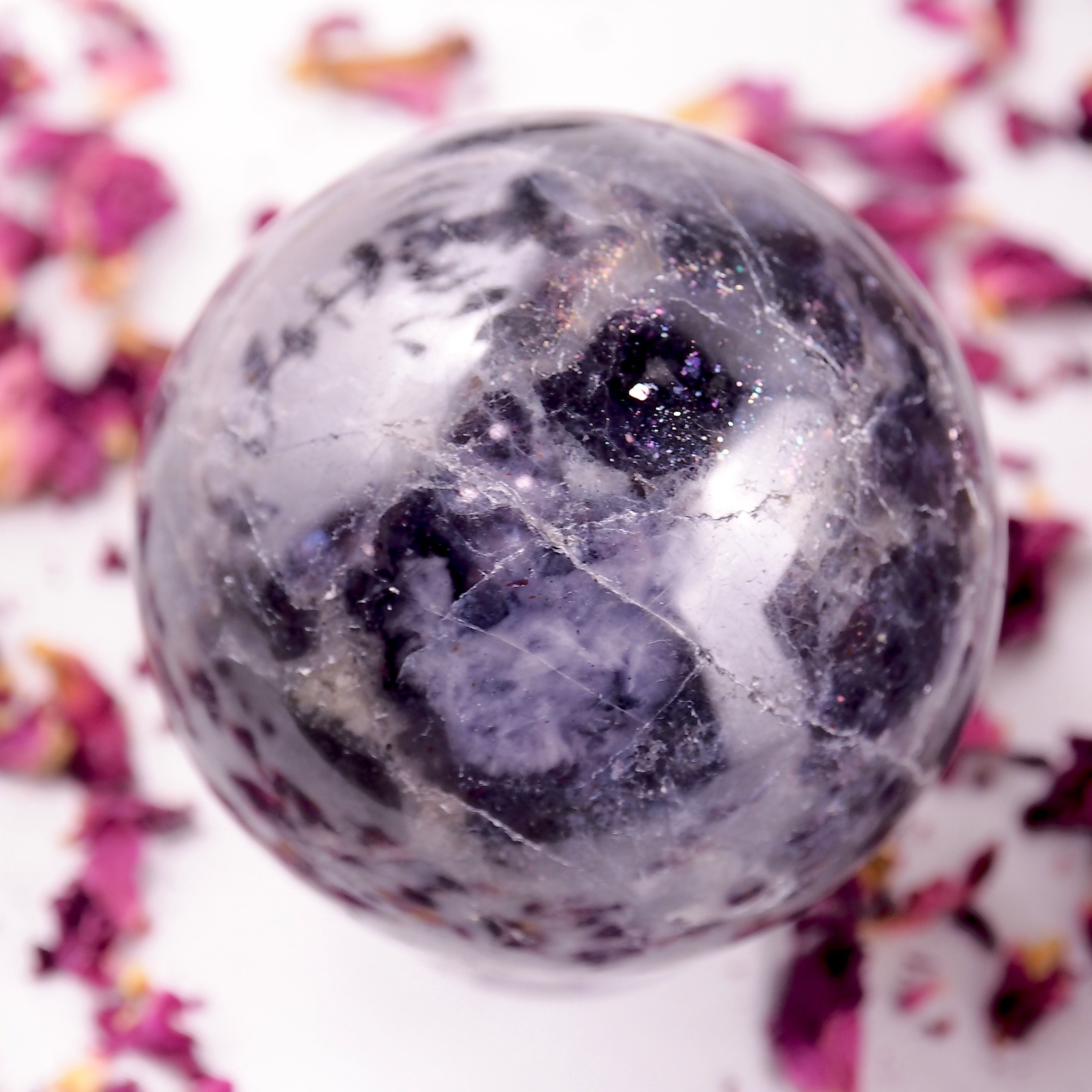 Gorgeous Crisp Violet Blue Large Iolite Sphere Carving #3 - Earth Family Crystals