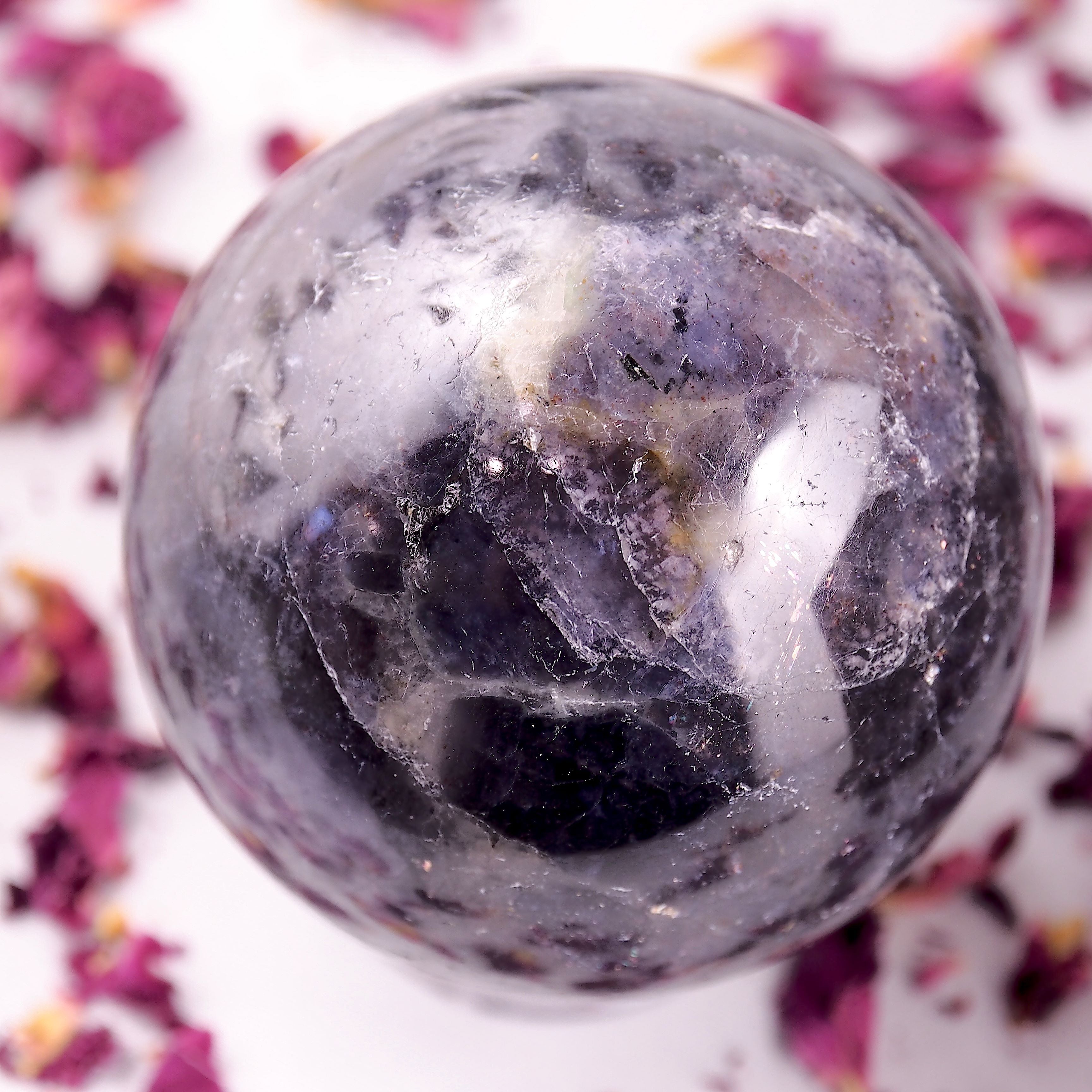 Gorgeous Crisp Violet Blue Large Iolite Sphere Carving #3 - Earth Family Crystals