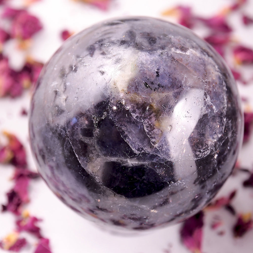 Gorgeous Crisp Violet Blue Large Iolite Sphere Carving #3 - Earth Family Crystals