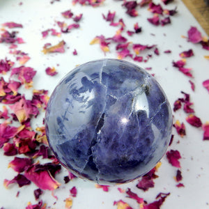 Stunning Crisp Violet Blue Iolite Sphere Carving #1 - Earth Family Crystals