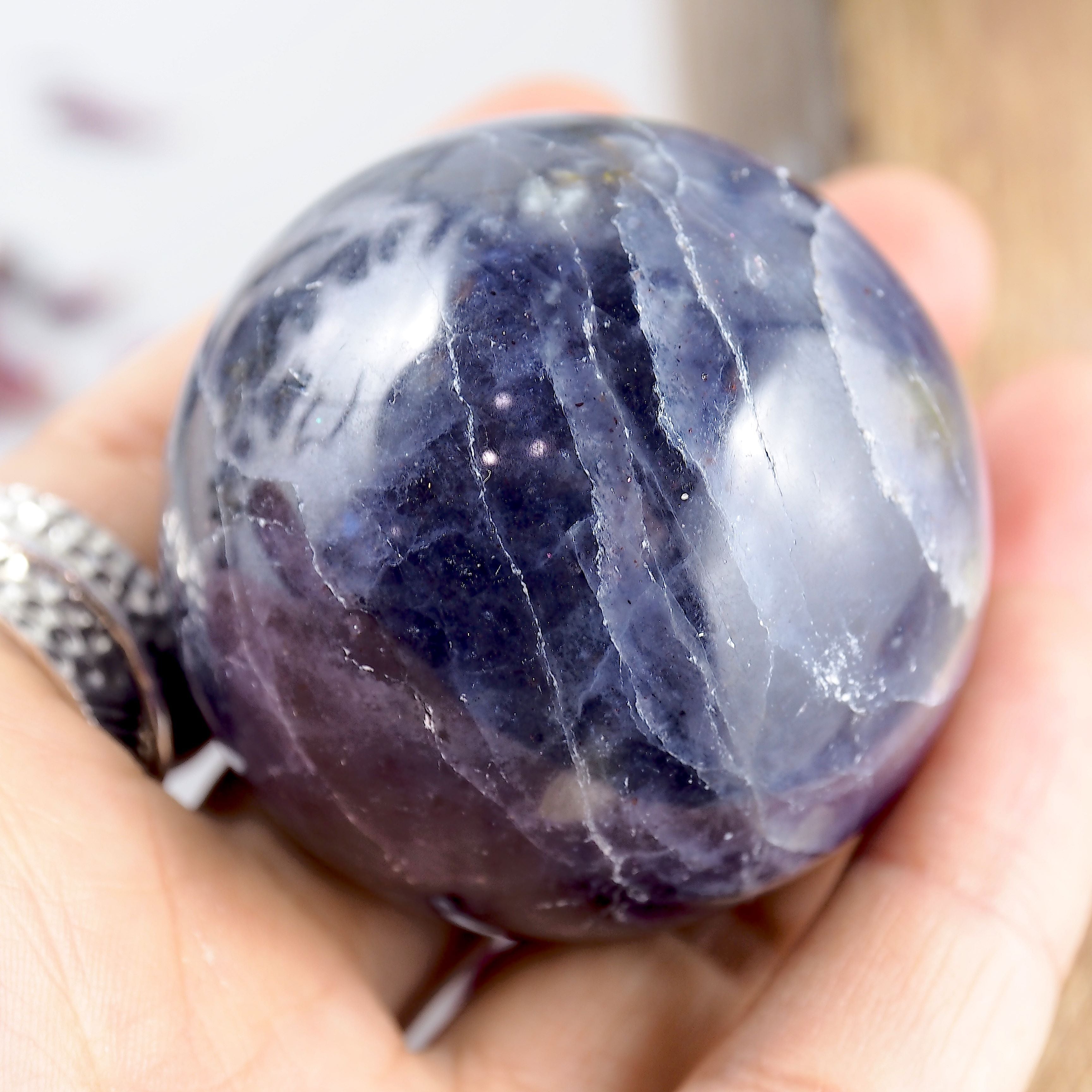 Gorgeous Crisp Violet Blue Iolite Sphere Carving #2 - Earth Family Crystals