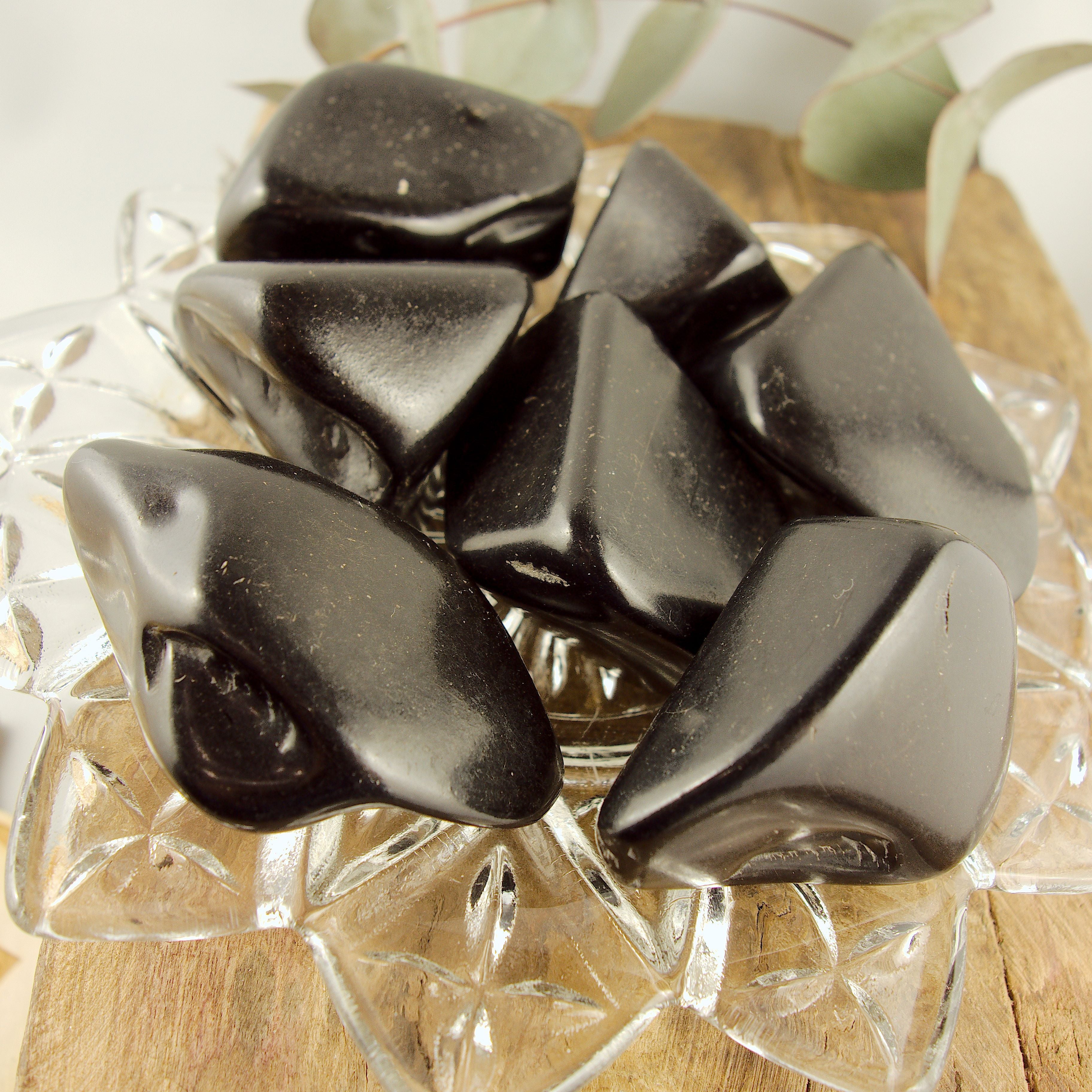 One Chunky Polished Jet  Palm Stone -Ideal For Crystal Grids! - Earth Family Crystals