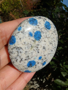 Smooth & Soothing Azurite Dotted K2 Stone Hand Held Specimen 2 - Earth Family Crystals