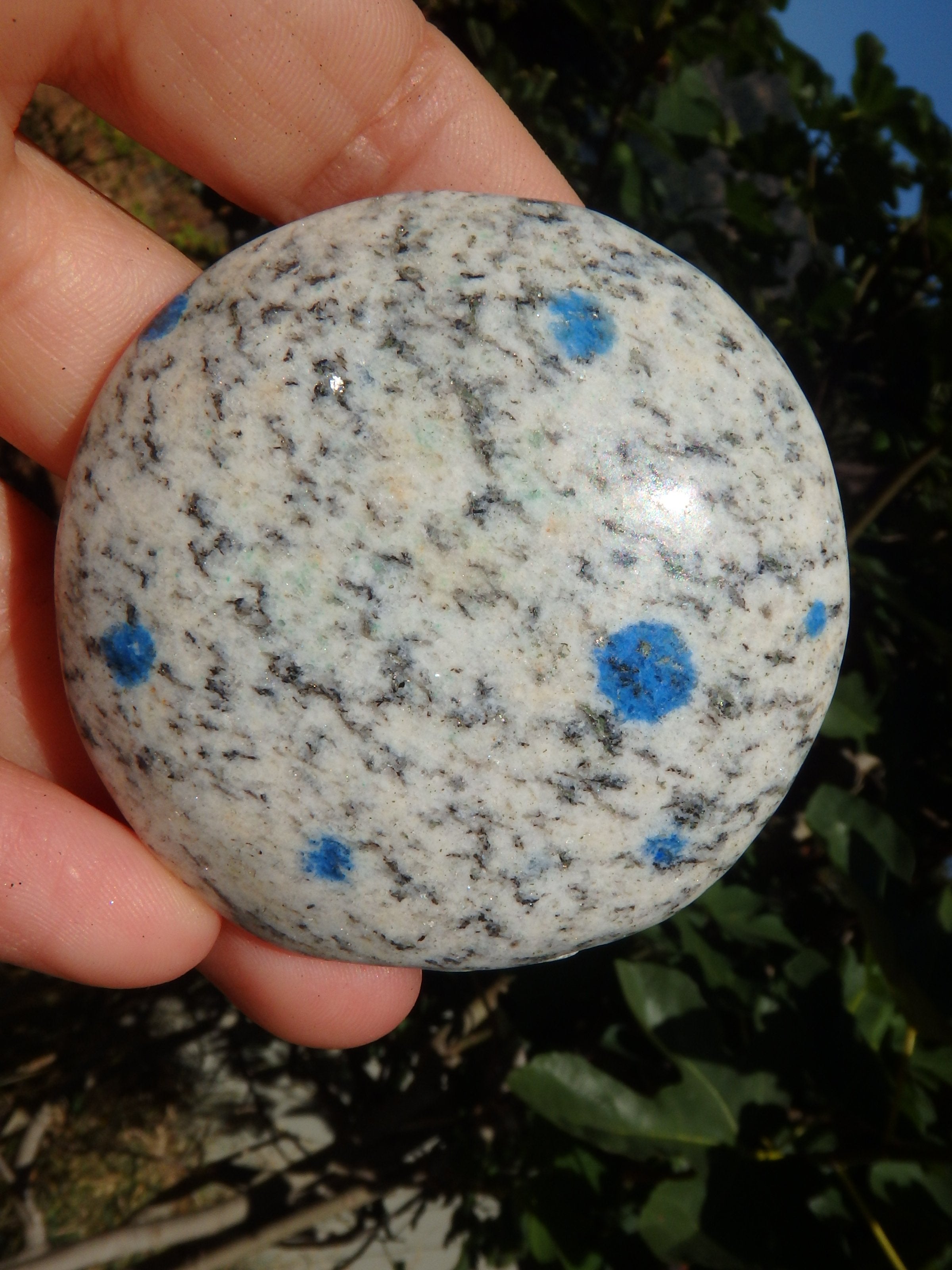 Smooth & Soothing Azurite Dotted K2 Stone Hand Held Specimen 2 - Earth Family Crystals