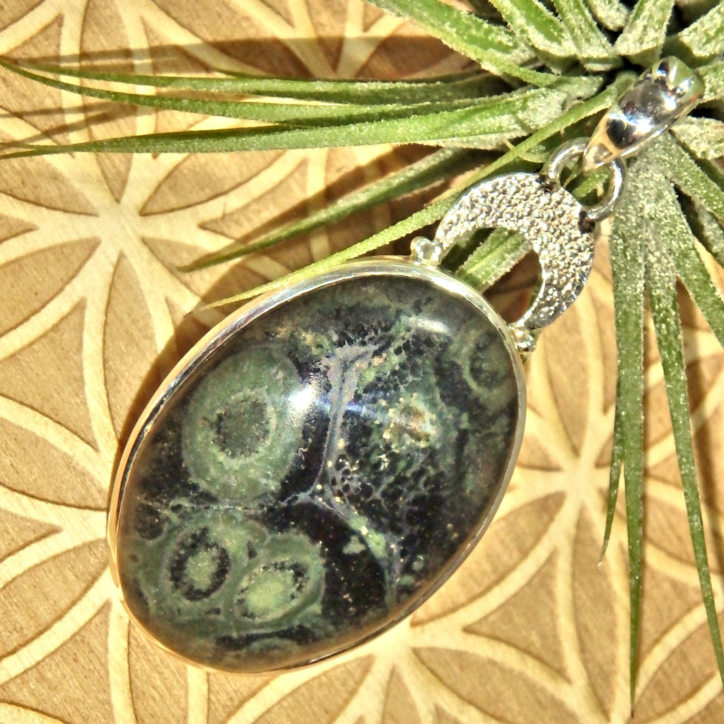Forest Green Swirls Kambaba Jasper Sterling Silver Pendant (Includes Silver Chain) - Earth Family Crystals