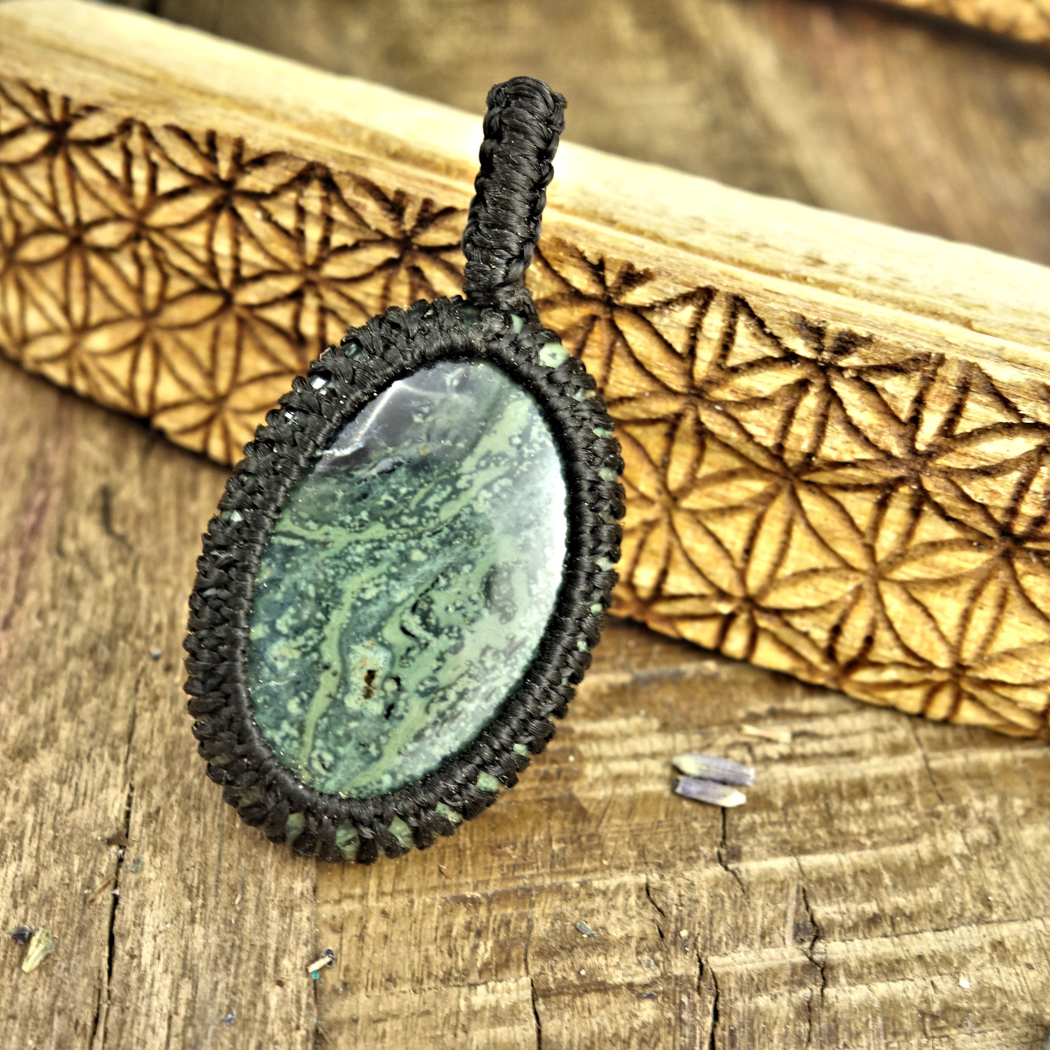 Kambaba Jasper Handmade Macrame Pendant