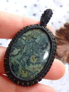 Forest Green Kambaba Jasper Macrame Pendant - Earth Family Crystals