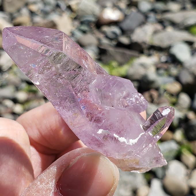 Brilliant Double Terminated Vera Cruz Amethyst Self Healed Point Cluster - Earth Family Crystals