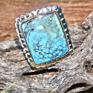 Stunning Blue Kingman Turquoise Sterling Silver Ring (Size 6) - Earth Family Crystals