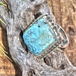 Stunning Blue Kingman Turquoise Sterling Silver Ring (Size 6) - Earth Family Crystals