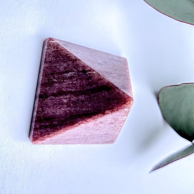 Creamy Burgundy Rare Thulite Pyramid Carving From Greenland - Earth Family Crystals