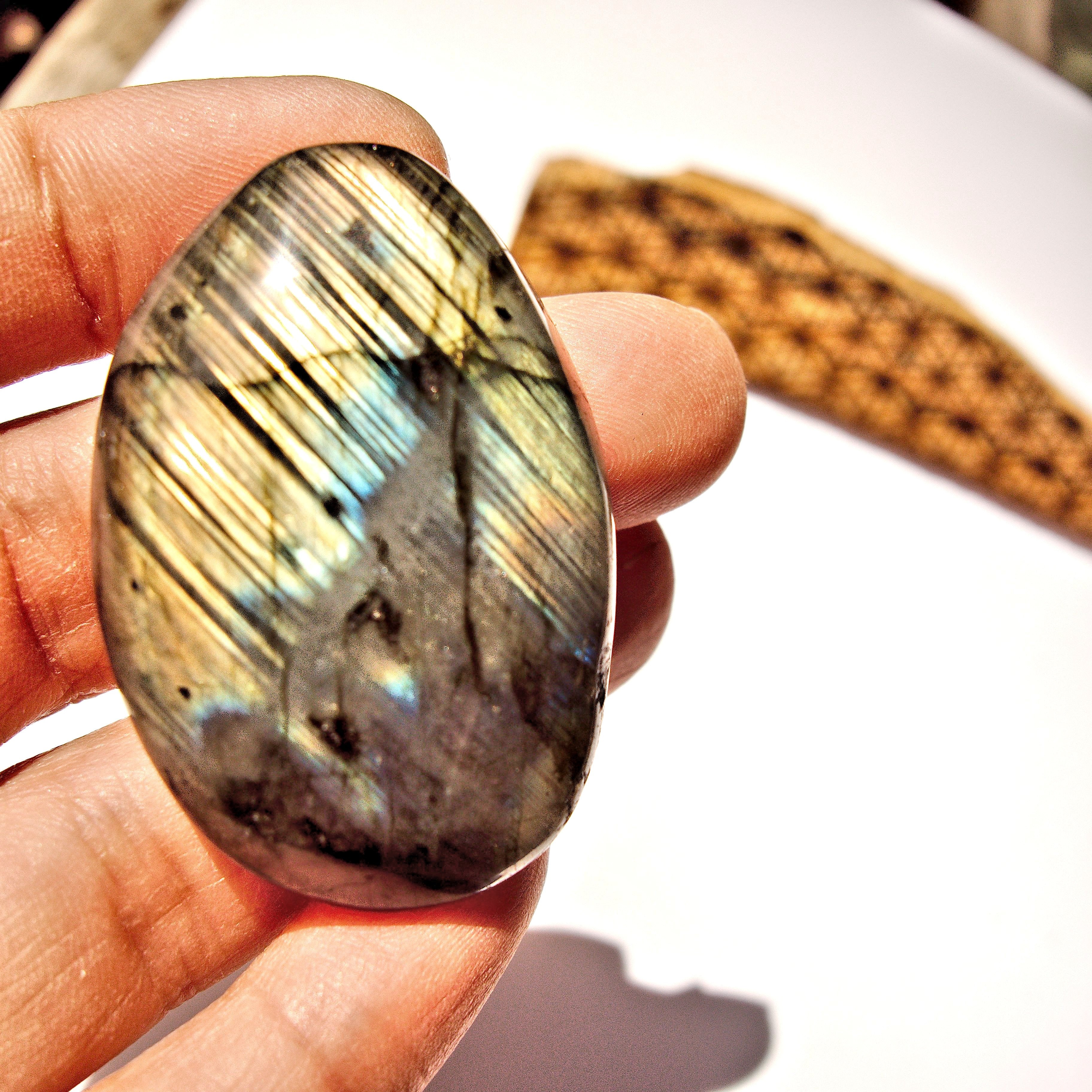 Rare Ribbons of Pink & Golden Flash Labradorite #4