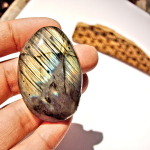 Rare Ribbons of Pink & Golden Flash Labradorite #4