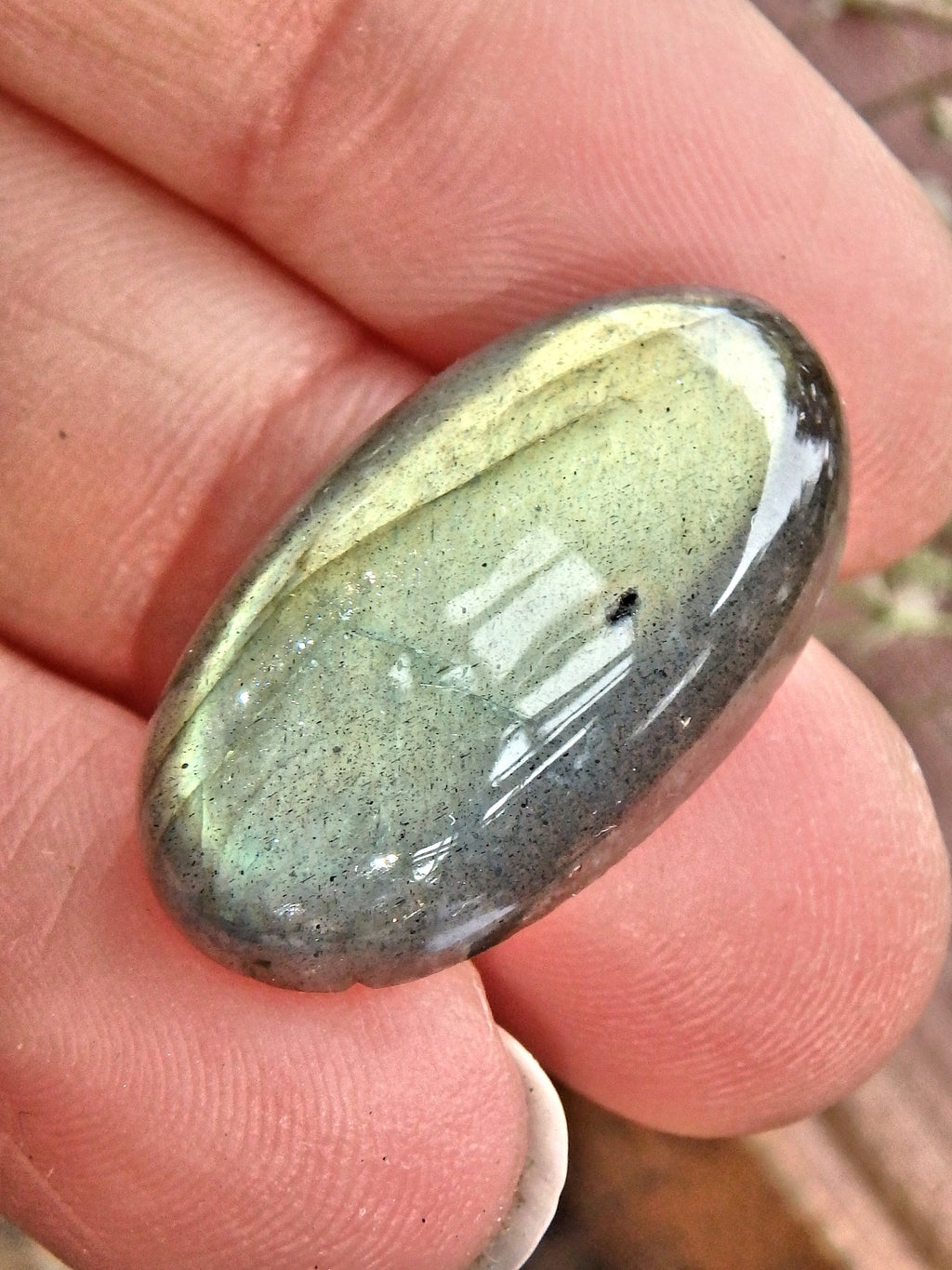 Foamy Sea Green & Gold Flash Labradorite Cabochon - Earth Family Crystals
