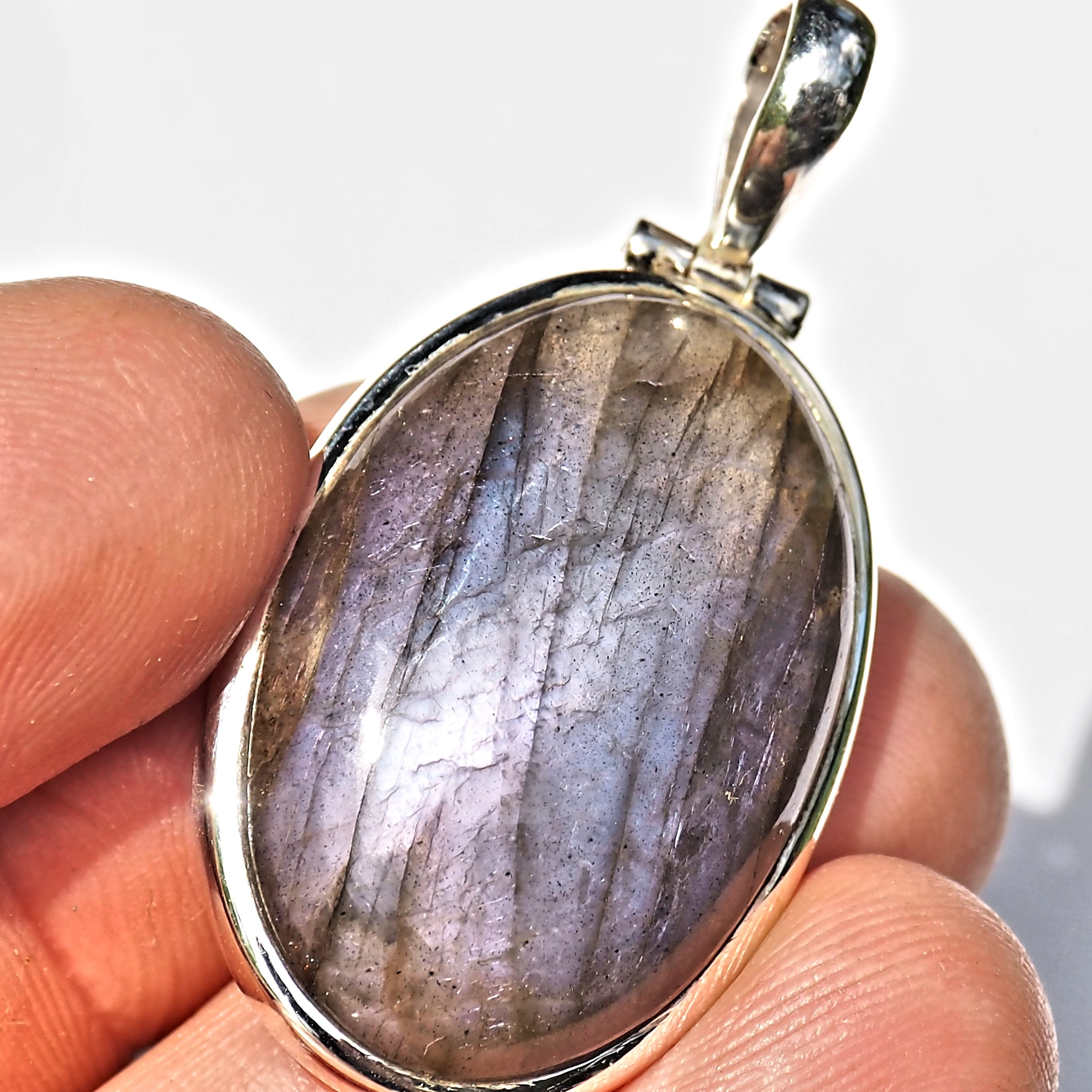 Rare & Mystical Purple Labradorite Sterling Silver Pendant (Includes Silver Chain) #3 - Earth Family Crystals