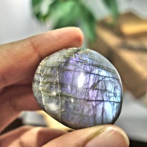 Rare Blushing Purple & Pink Inclusions Labradorite Handheld Palm Stone 2 - Earth Family Crystals