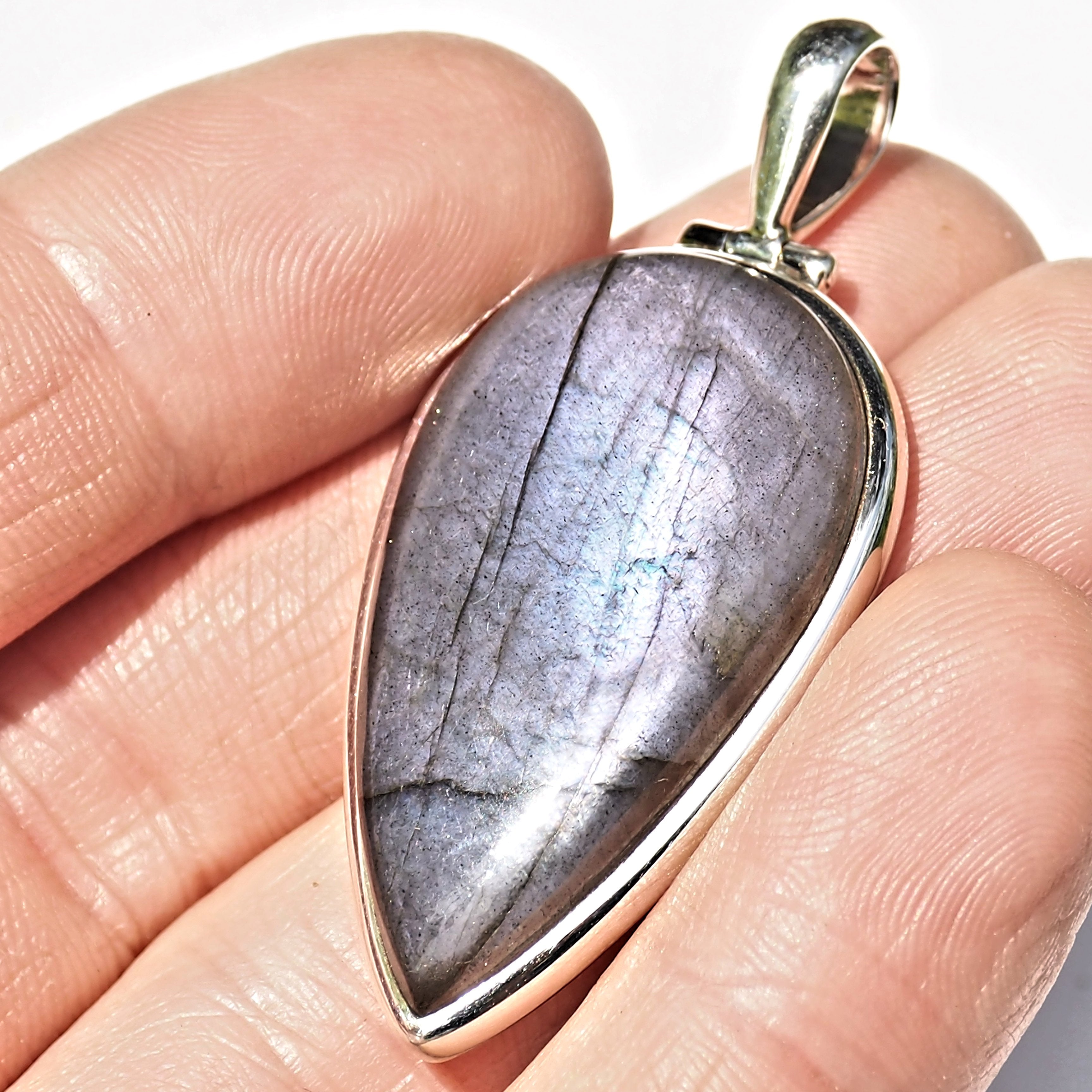 Frosted Purple Labradorite Sterling Silver Pendant (Includes Silver Chain) #1 - Earth Family Crystals