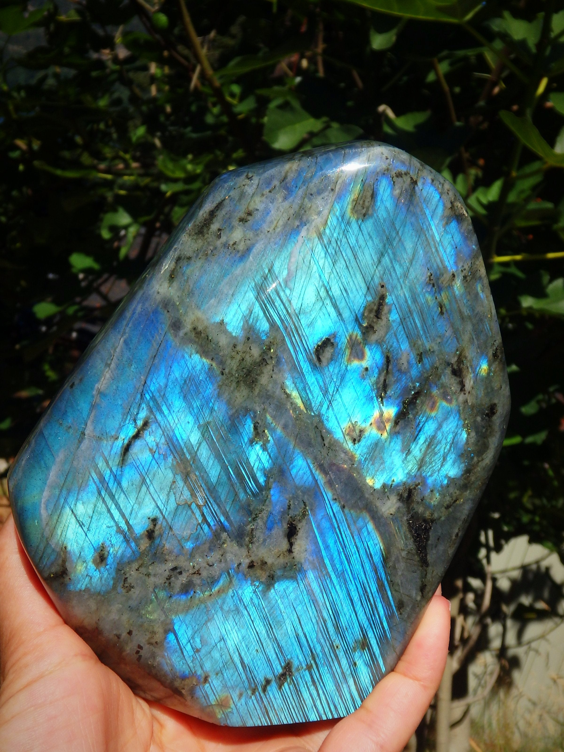 Fabulous XL Double Sided Ribbon of Flashes Labradorite Standing Display Specimen - Earth Family Crystals