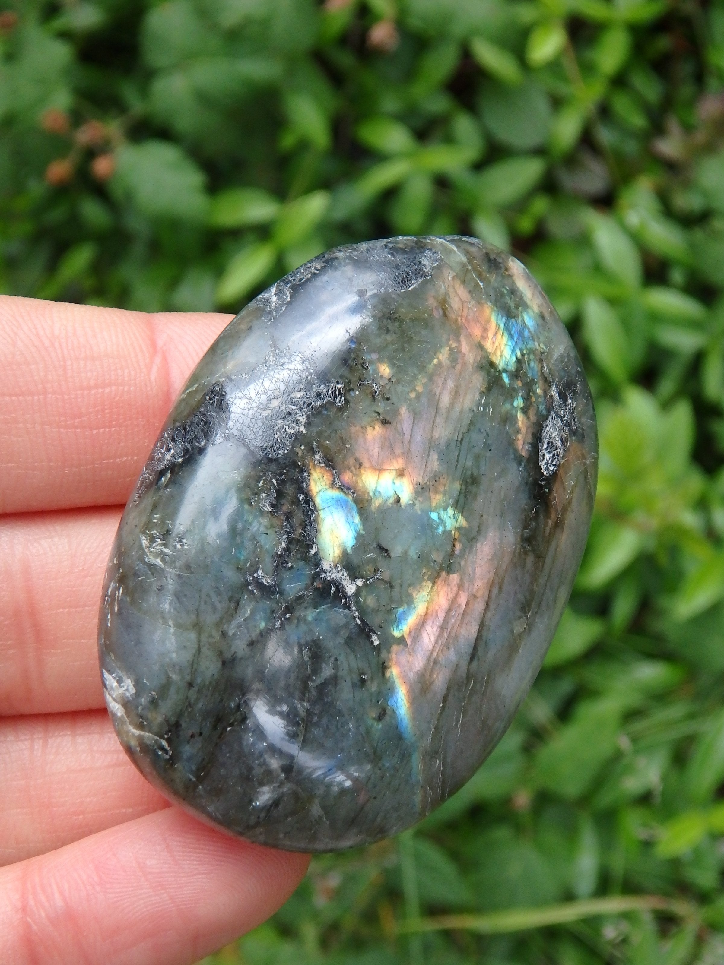 Peachy Pink Flashes Labradorite Carving - Earth Family Crystals