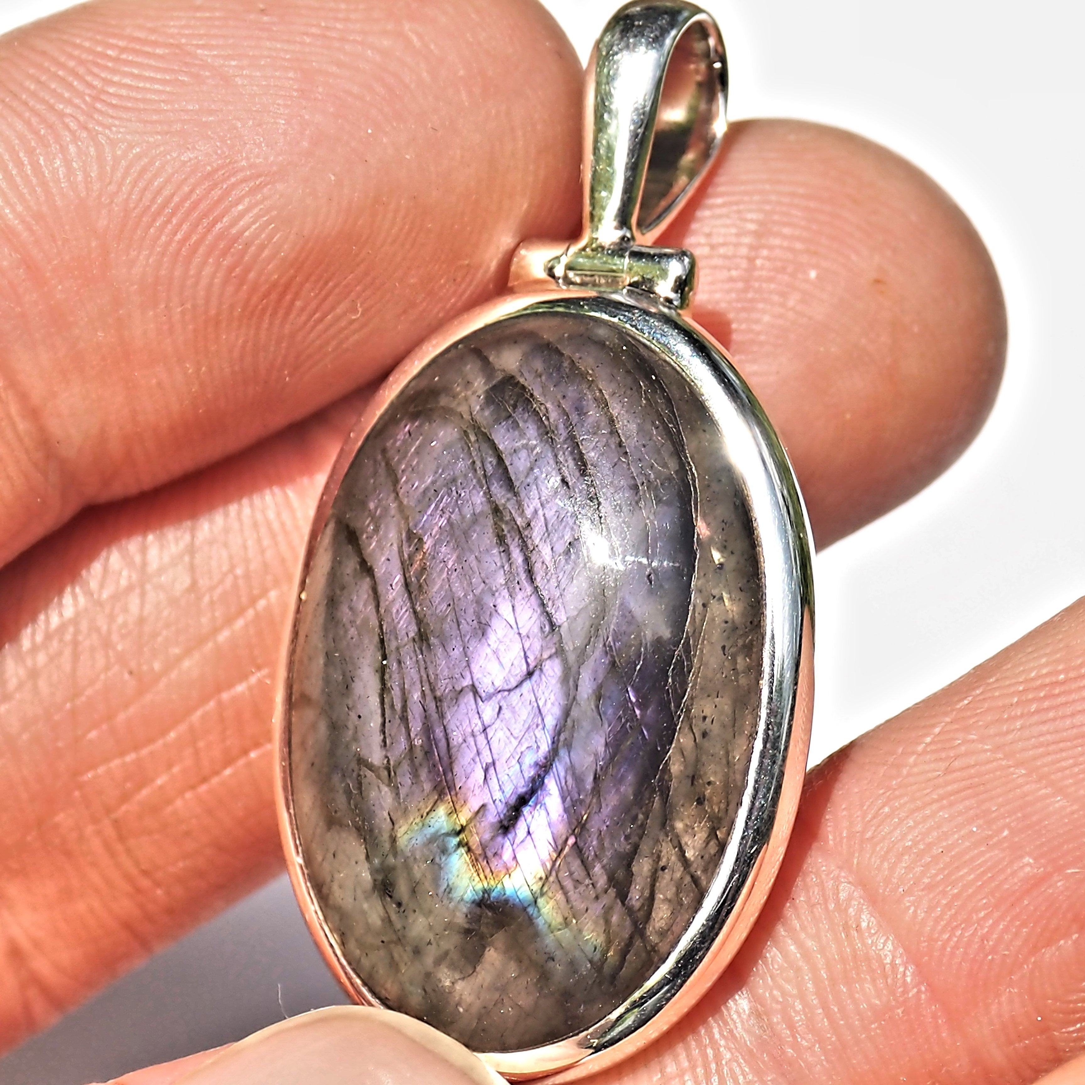 Rare & Mystical Purple Labradorite Sterling Silver Pendant (Includes Silver Chain) #5 - Earth Family Crystals