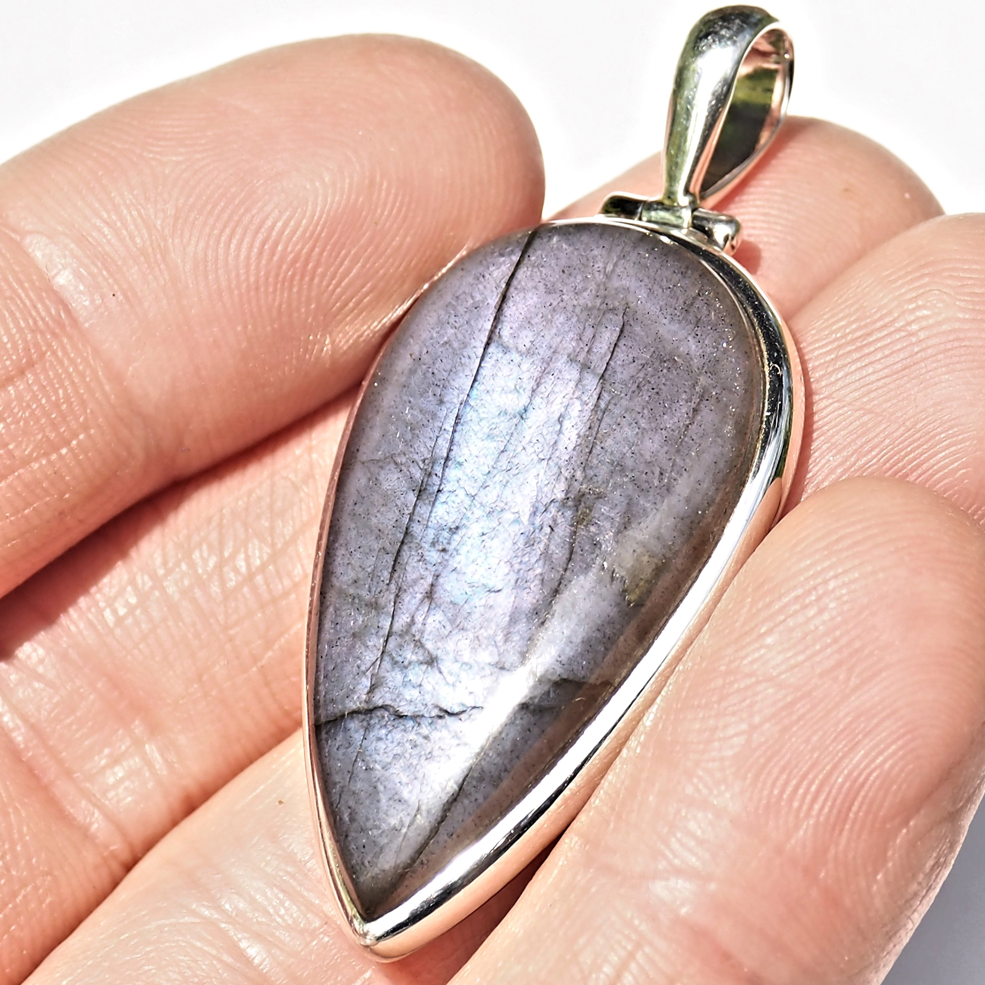 Frosted Purple Labradorite Sterling Silver Pendant (Includes Silver Chain) #1 - Earth Family Crystals