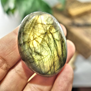 Vibrant Orange Flash Labradorite Palm stone 2 - Earth Family Crystals