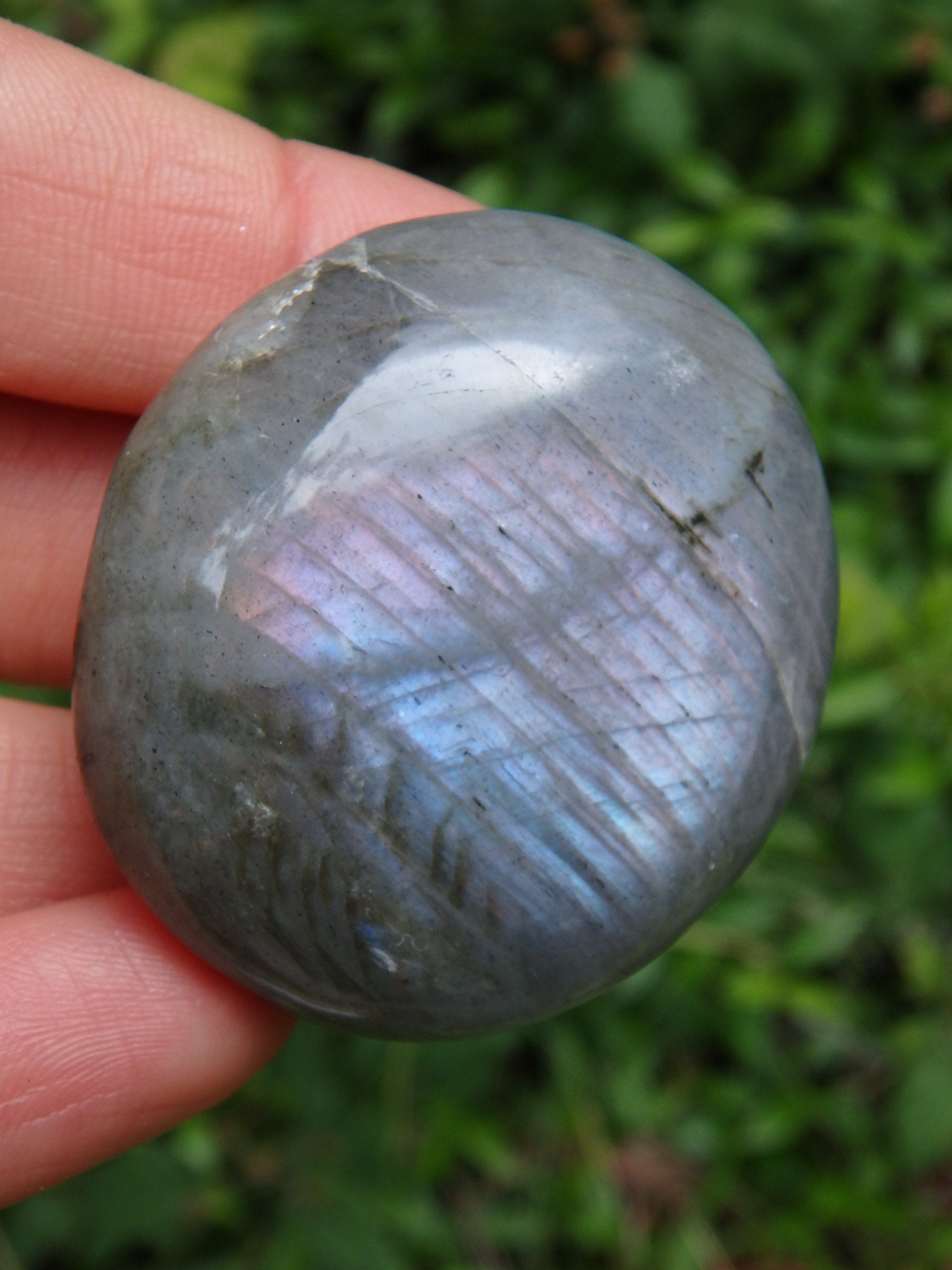 Pink & Purple Hues Blue Labradorite Palm Stone Carving - Earth Family Crystals