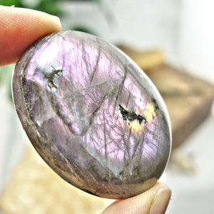 Rare Blushing Purple & Pink Inclusions Labradorite Handheld Palm Stone 1 - Earth Family Crystals