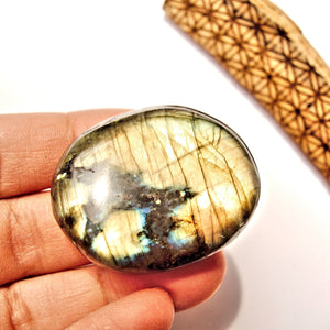Intense Double Sided Flashes Labradorite Palm Stone #1