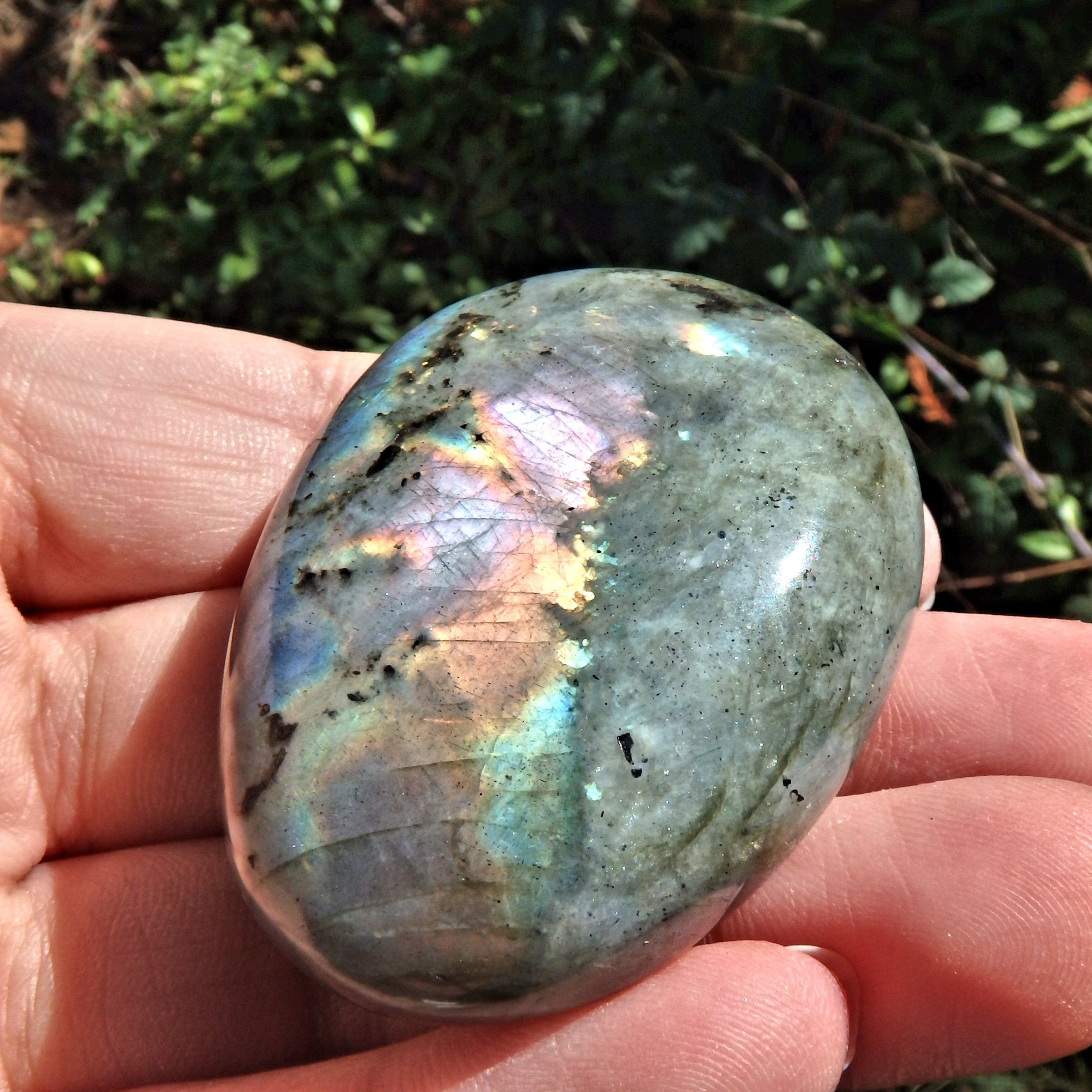 Rainbows of Flashes Labradorite Smooth Palm Stone1 - Earth Family Crystals