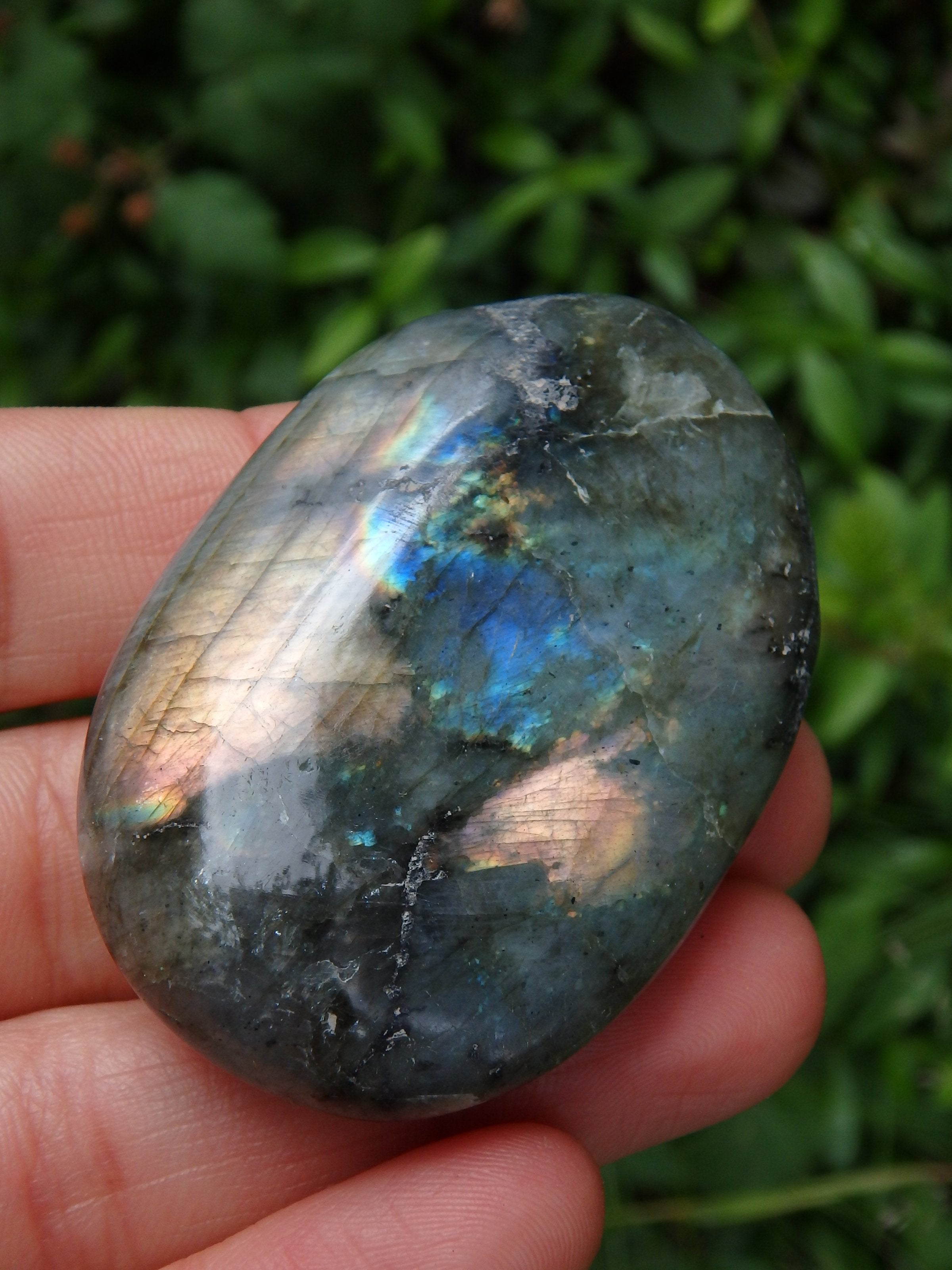 Peachy Pink Flashes Labradorite Carving - Earth Family Crystals