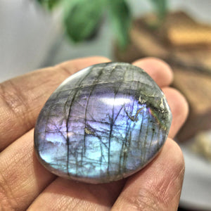 Rare Blushing Purple & Pink Inclusions Labradorite Handheld Palm Stone 2 - Earth Family Crystals