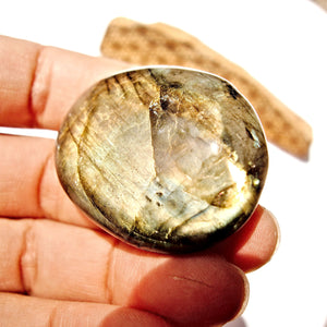 Intense Double Sided Flashes Labradorite Palm Stone #2