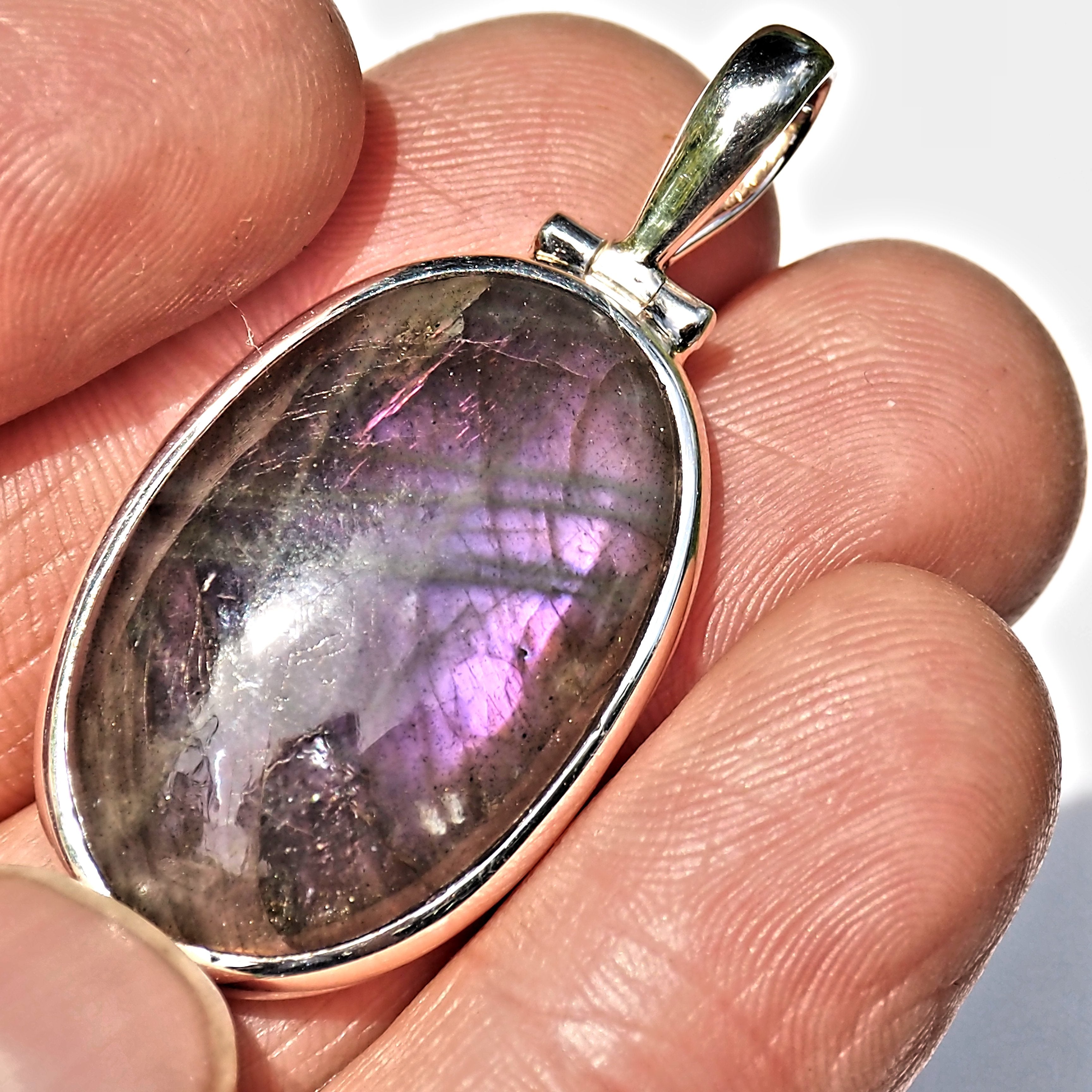 Rare & Mystical Purple Labradorite Sterling Silver Pendant (Includes Silver Chain) #4 - Earth Family Crystals