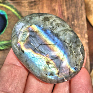 Rainbow of Flash Uplifting Labradorite Palm Stone 8 - Earth Family Crystals