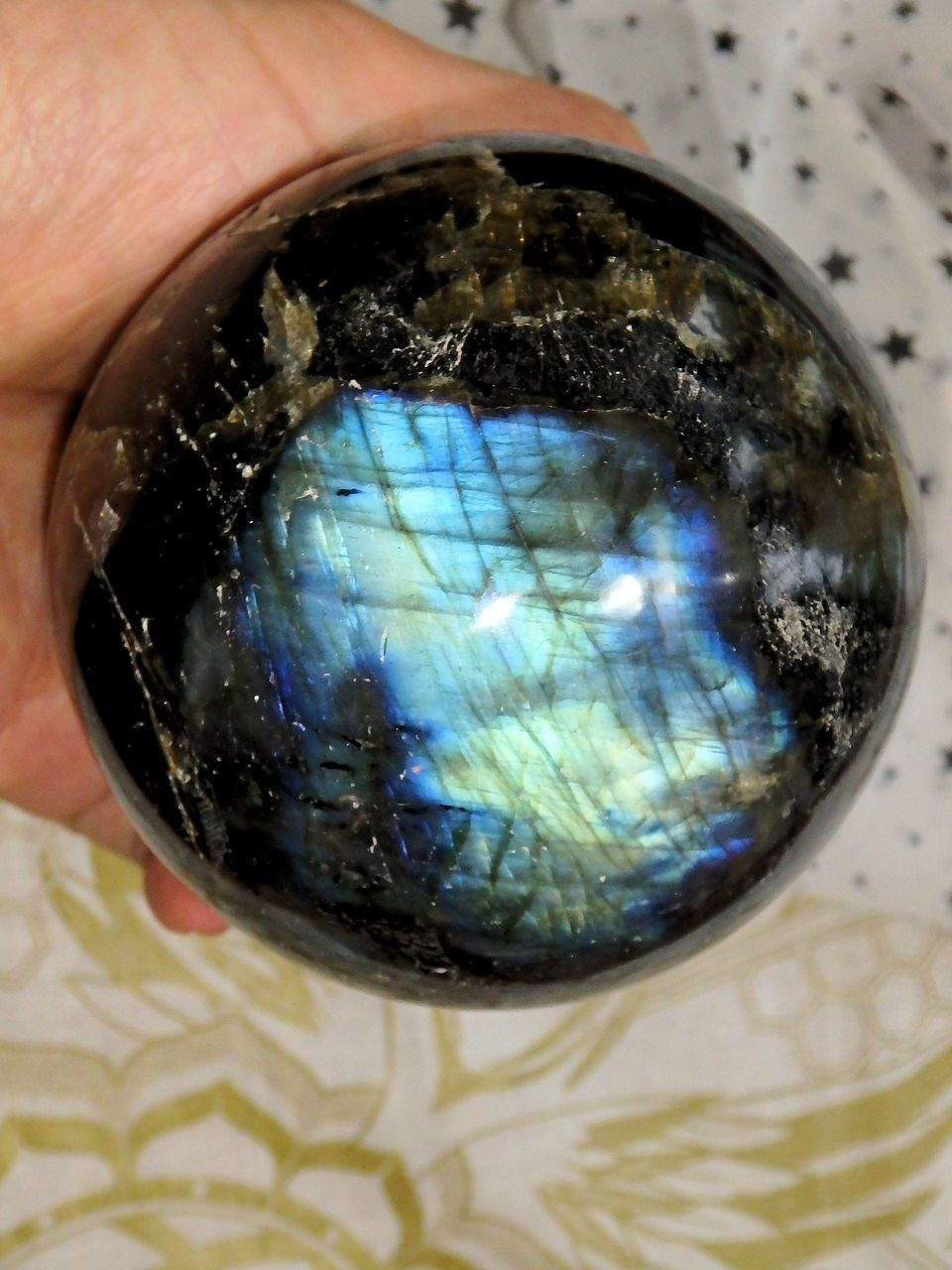 XL Flashes of Blue & Golden Labradorite Polished Sphere - Earth Family Crystals