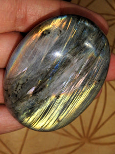 Ribbons of Golden, Pink & Purple Flash Labradorite Hand Held Specimen - Earth Family Crystals