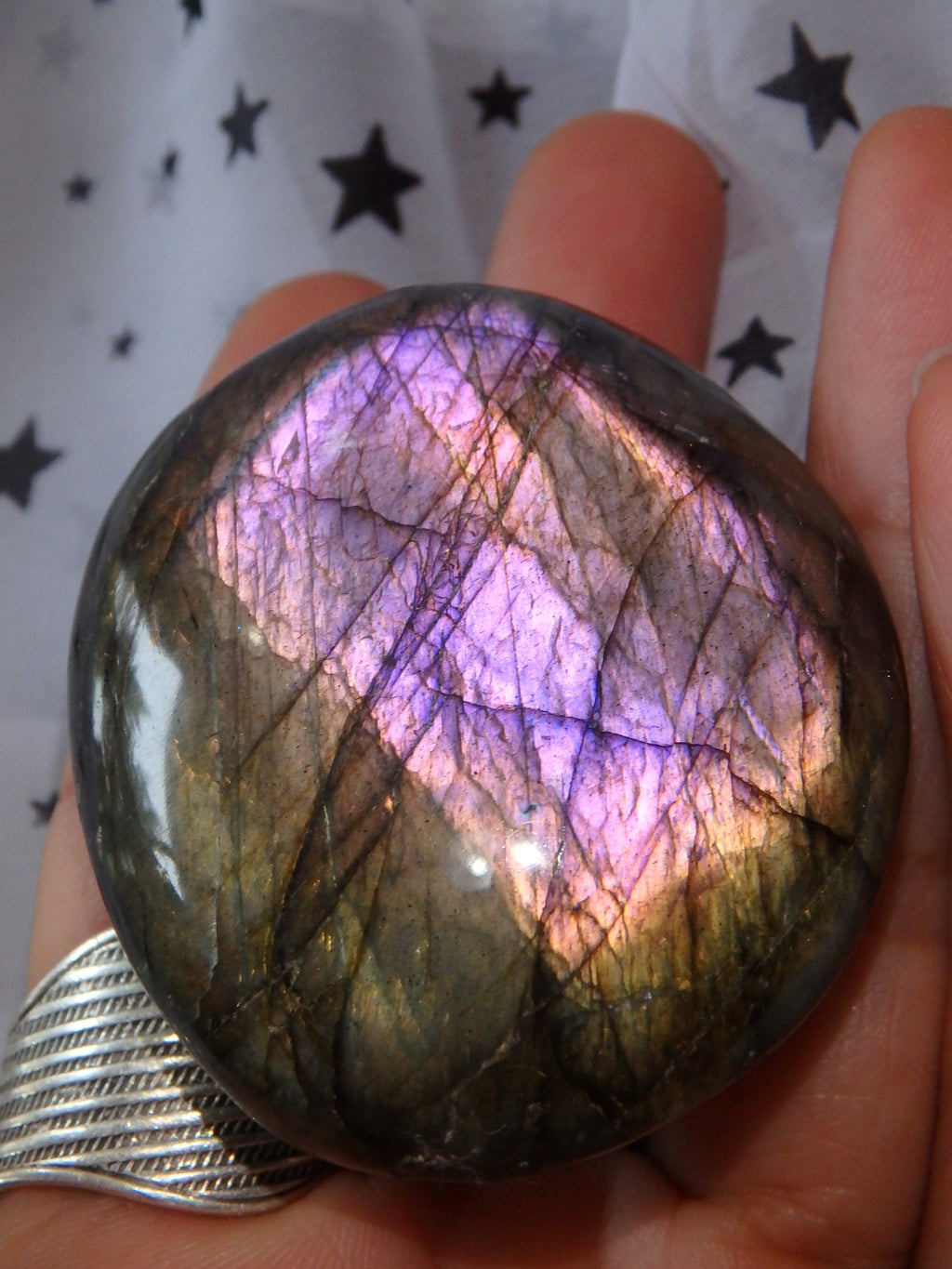 Rare~Blushing Pink & Purple Flashes Labradorite Hand Held Specimen 1 - Earth Family Crystals