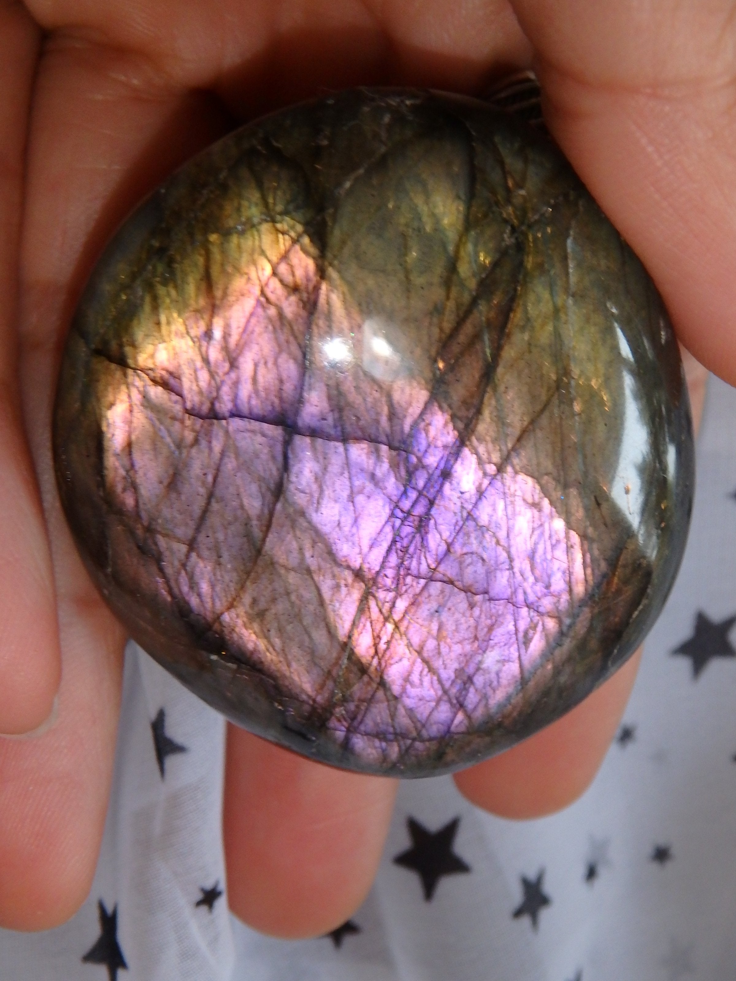 Rare~Blushing Pink & Purple Flashes Labradorite Hand Held Specimen 1 - Earth Family Crystals