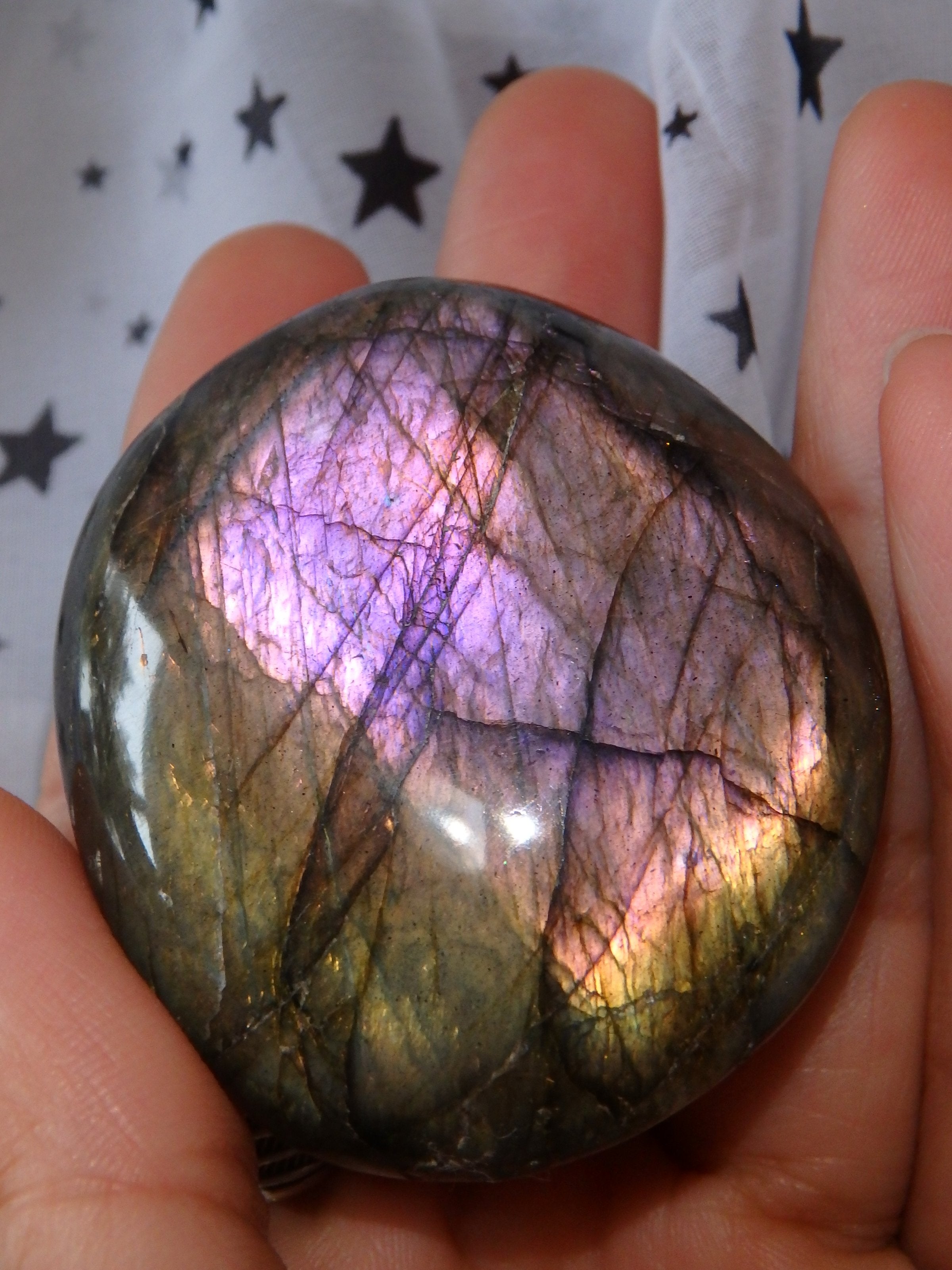 Rare~Blushing Pink & Purple Flashes Labradorite Hand Held Specimen 1 - Earth Family Crystals