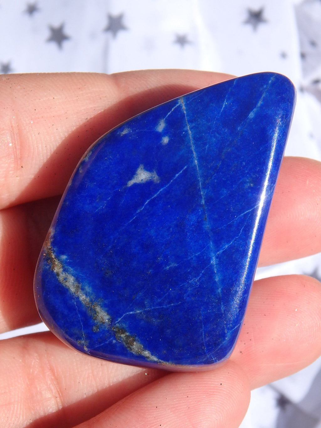 Deep Cobalt Blue & Pyrite Shimmer Lapis Lazuli Hand Held Specimen - Earth Family Crystals